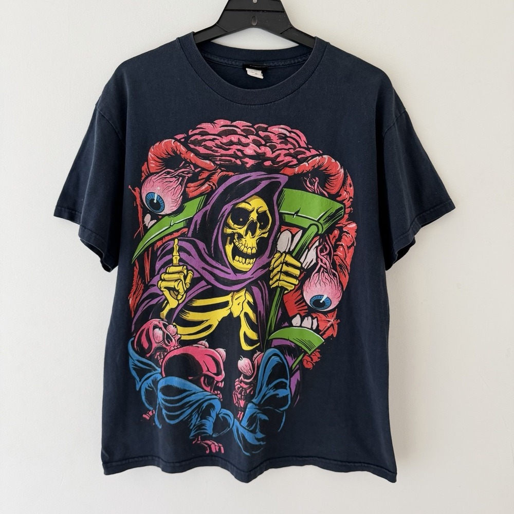Hybrid Tees Y2K Grim Reaper Graphic Tee Mens Large Horror Skater Streetwear